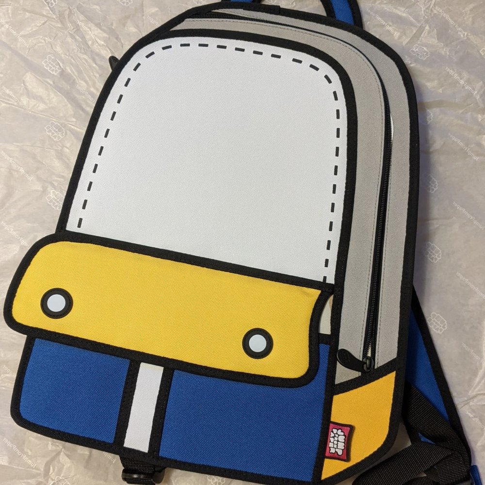 Jump from Paper 2D Adventure Backpack - blue, yellow, white (Unisex, Adult/Kids)